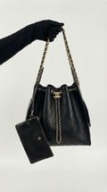 Black Quilted Bucket Bag